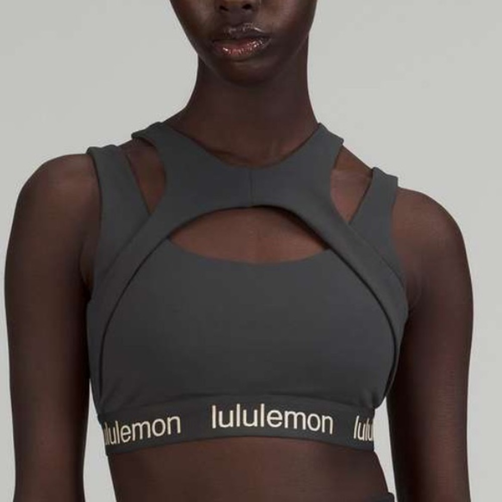 Lululemon Athletica Graphite Gray Logo Train Bra